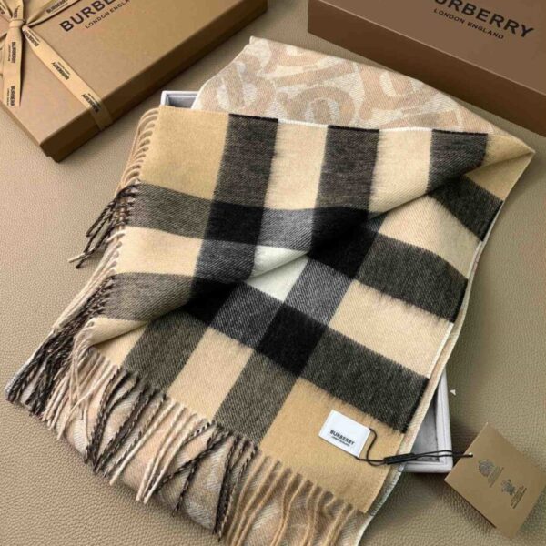 Burberry Check Cashmere Reversible Scarf