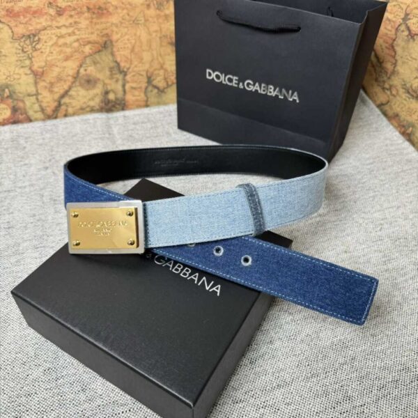 Dolce & Gabbana Denim Belt With Branded Tag