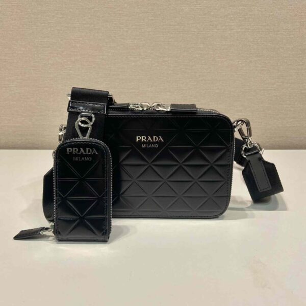 Prada Brique Brushed Leather Bag With Triangle Motif