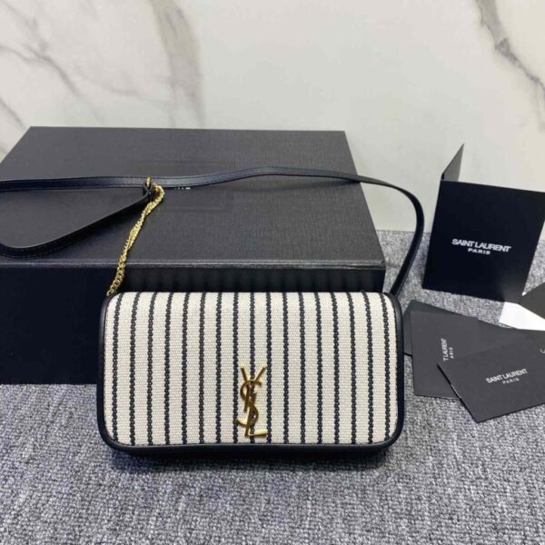 Saint Laurent Monogram Mini Striped-Canvas Cross-Body Bag